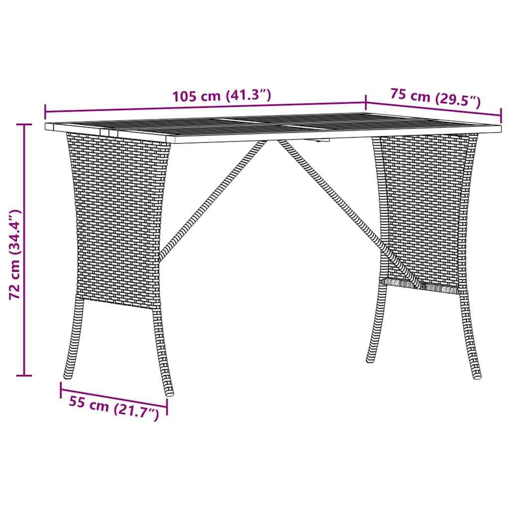 vidaXL Stół ogrodowy z blatem z drewna akacjowego szary 105x75x72 cm