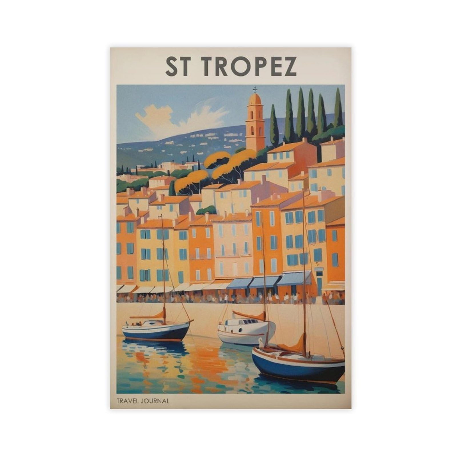 Wlqzfrwv St Tropez Travel, Vintage France Poster Canvas Poster Wall Art Decor Print Picture Paintings For Living Room Bedroom Decoration 12X18inch(30X45cm)