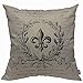 Mugod Housse de coussin motif fleur de lys de style vintage avec lettre rétro pour homme et femme, décoration d'intérieur, canapé, chaise, canapé, 45 x 45 cm