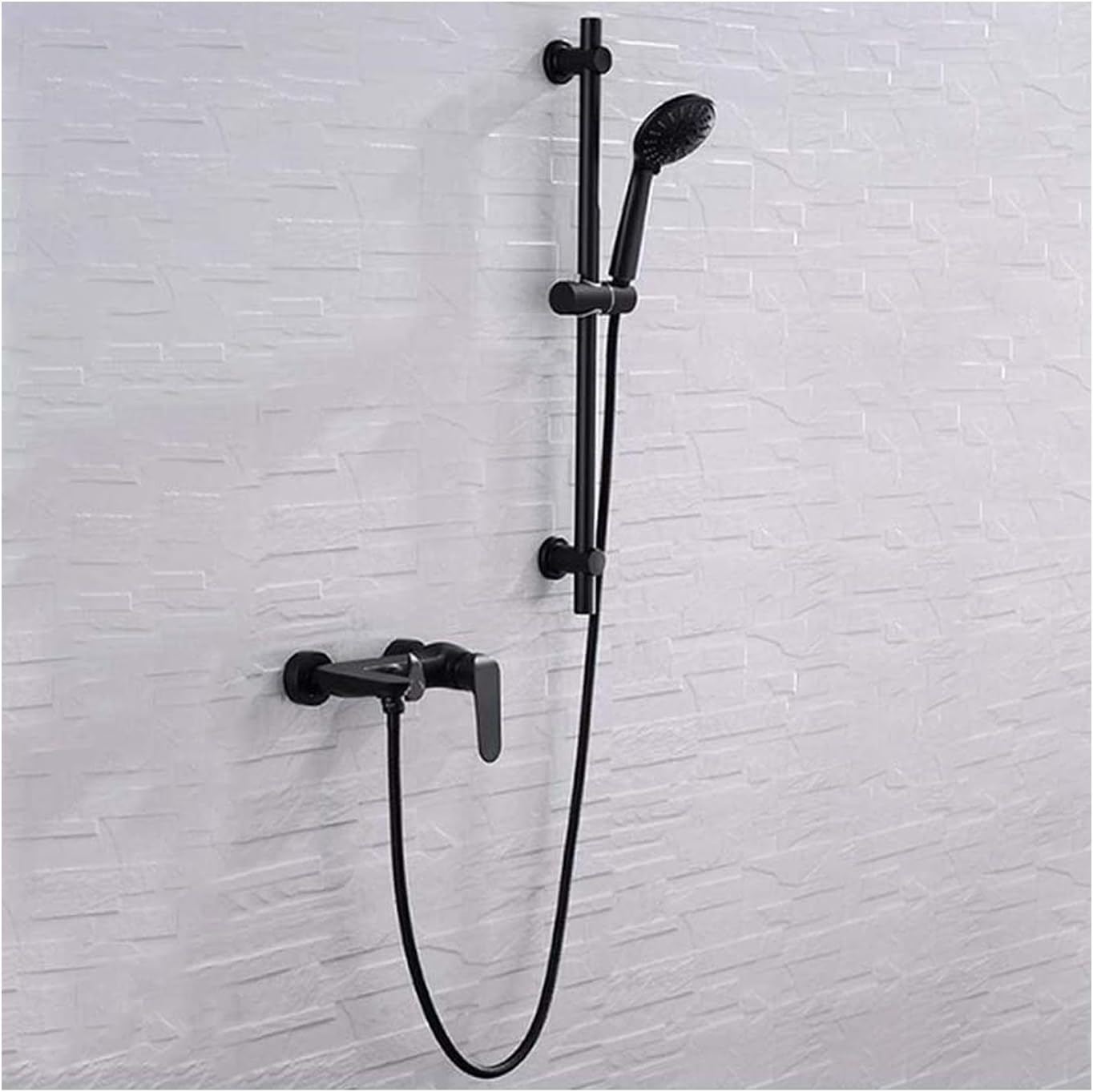Black Bathtub Faucet with Cold and Hot Water Brass Wall Mounted Bathtub Faucet Set Multifunctional Shower Mixer Taps with 3 Functions Handheld Shower,