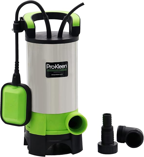 Pro-Kleen Submersible Water Pump 1100W Electric for Clean or Dirty Water with Float Switch, 18000L/H, 10M Power Cable - for Floods, Pools, Wells, Pond, Hot Tubs