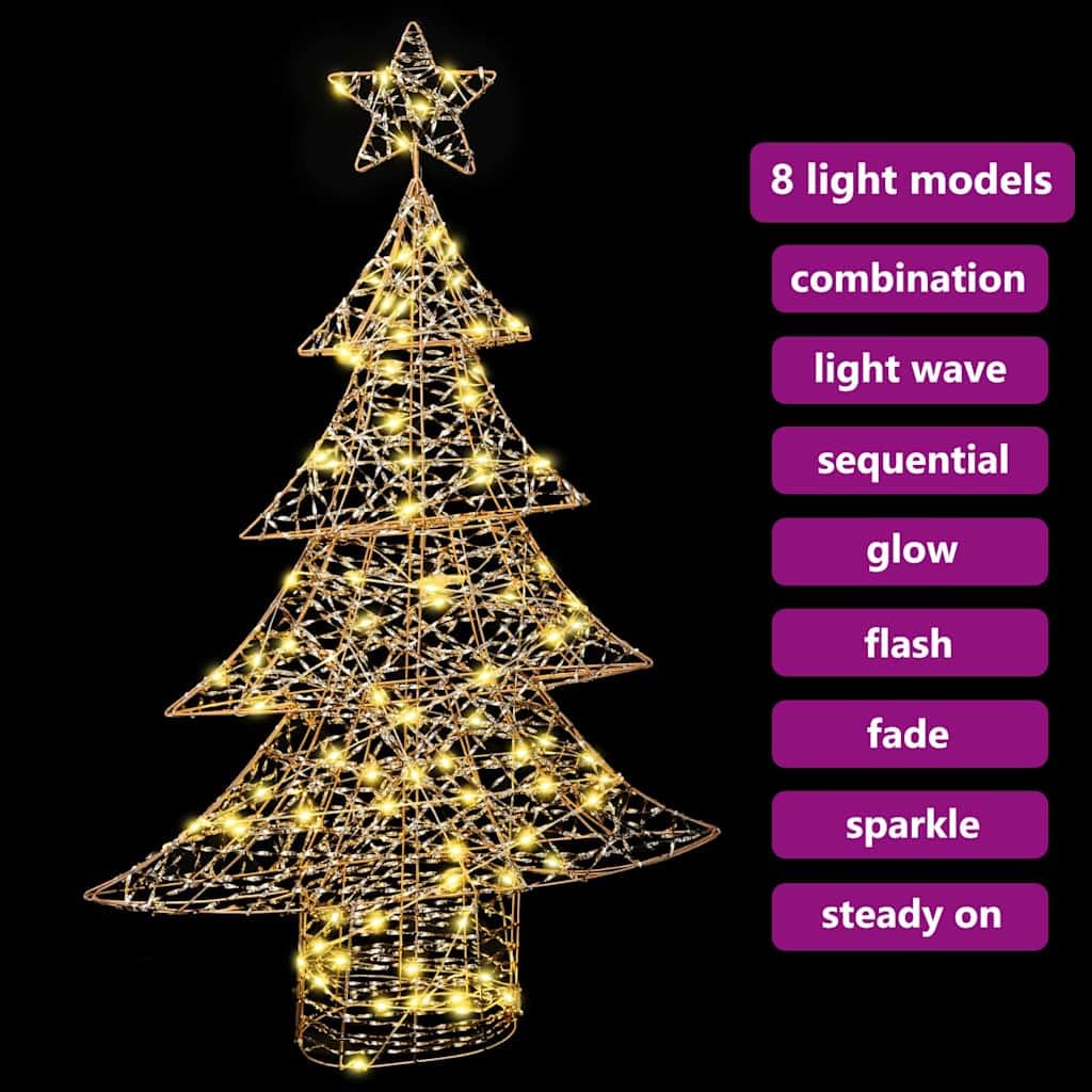 3D Weihnachtsbaum mit 120 LEDs warmweiß, PET Weihnachtsbaumschmuck, USB Betrieb, 120,5 cm hoch, mit fünfzackigem Stern, für Wohnzimmer Fenster Deko, Advent