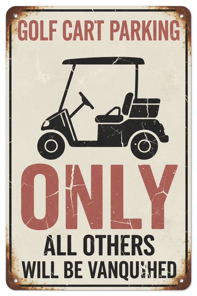 Vintage Metal Tin Sign Pub Metal Signs Farm Cafe Golf Cart Parking Only Wall Decor Decoration Tin Sign 8X12 Inches Custom Private Property Signs Outdoor