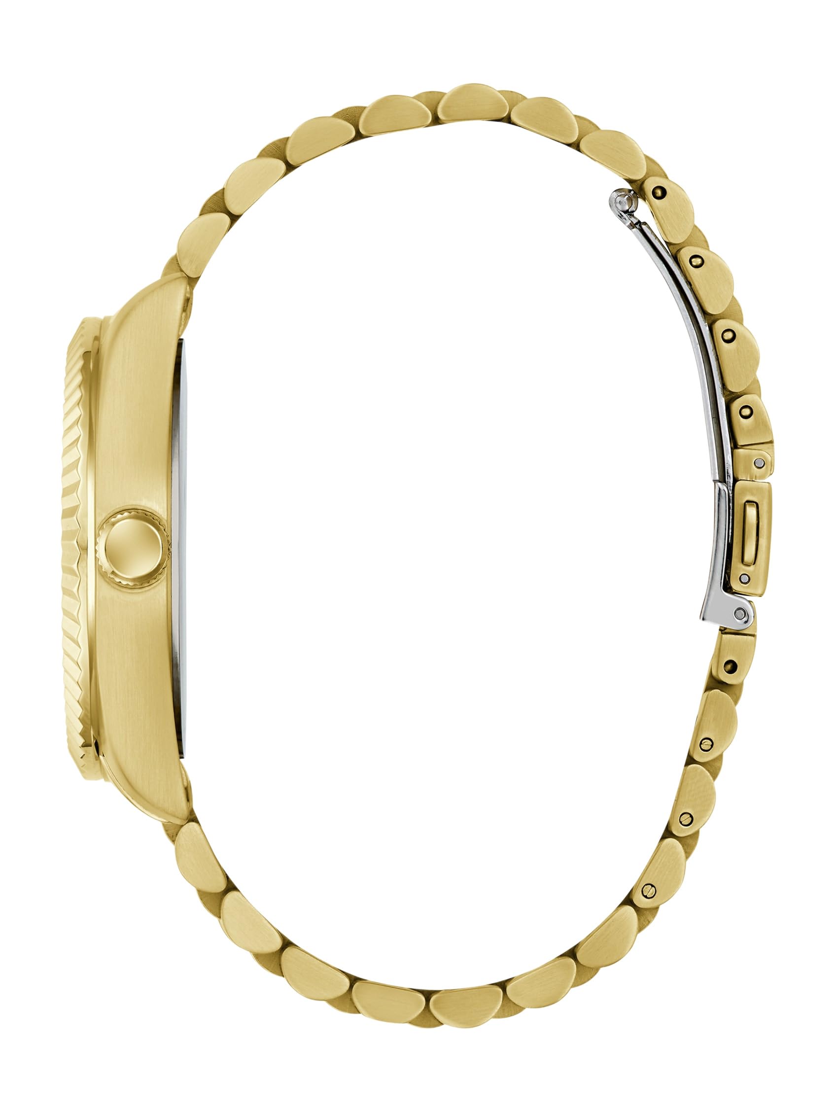 Guess Jaden GW0977G2 - Reloj de Pulsera para Hombre con indicador de Fecha, Correa de Acero Inoxidable, Cristal Mineral, Esfera Dorada, 3 Bares, diámetro de la Caja: 42 mm
