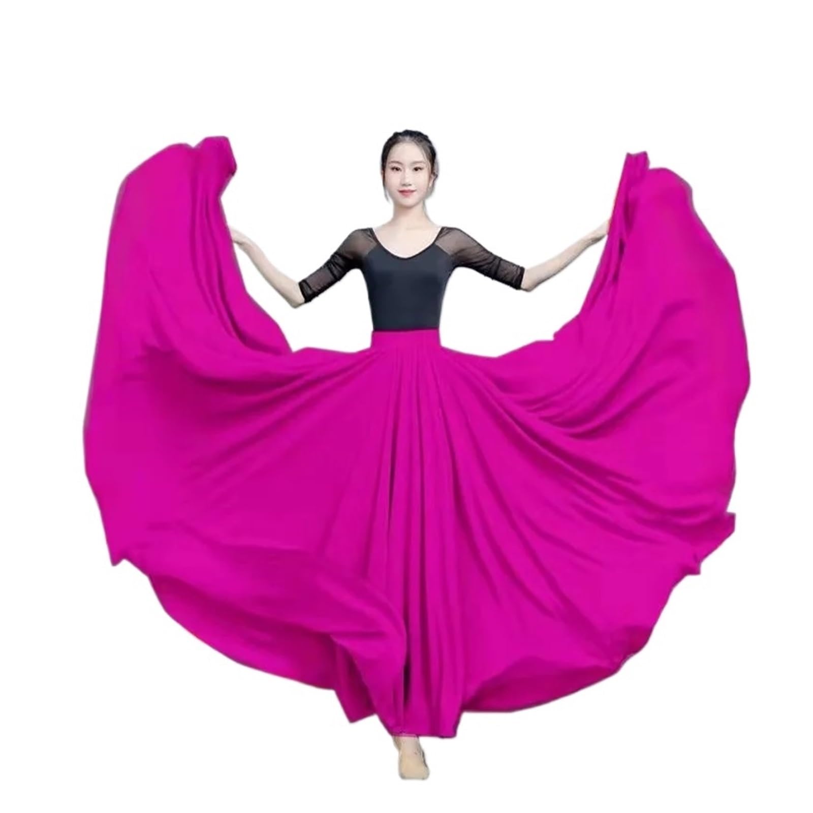 Falda larga para practicar danza, Falda de danza del vientre con vuelo de 720 grados for mujer, práctica de bailarina, multicolor, 80-100 cm