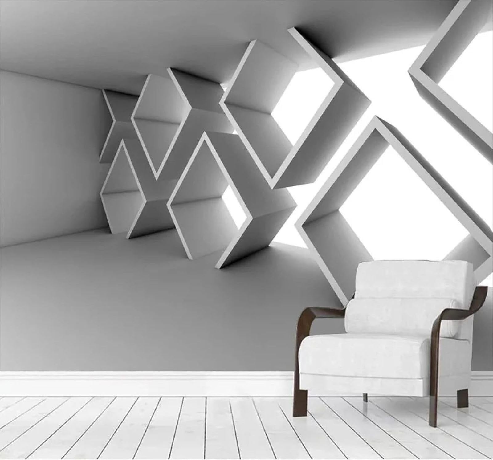 XLMING Abstract Concrete Wall Geometric Architecture Spatial Expansion 3D Wallpaper Luxury Home Dining Decor Paste Sofa Living Room The Wall for Bedroom Mural-300cm×210cm