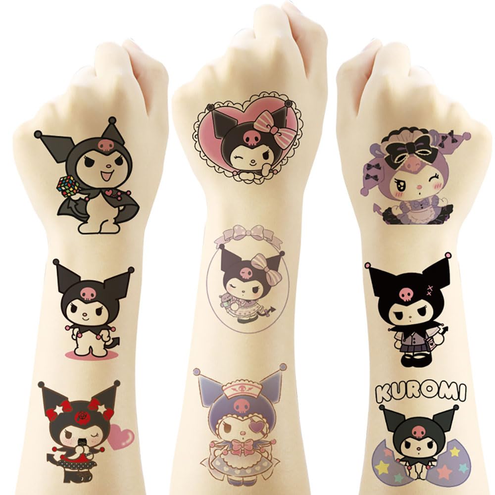 Kuromi Temporary Tattoo for Kids, 20 Sheets Big Children's Temporary Tattoo Body Art Tattoo Stickers,Goody Bag Stuffers Party Bag Fillers (2x2Inch)