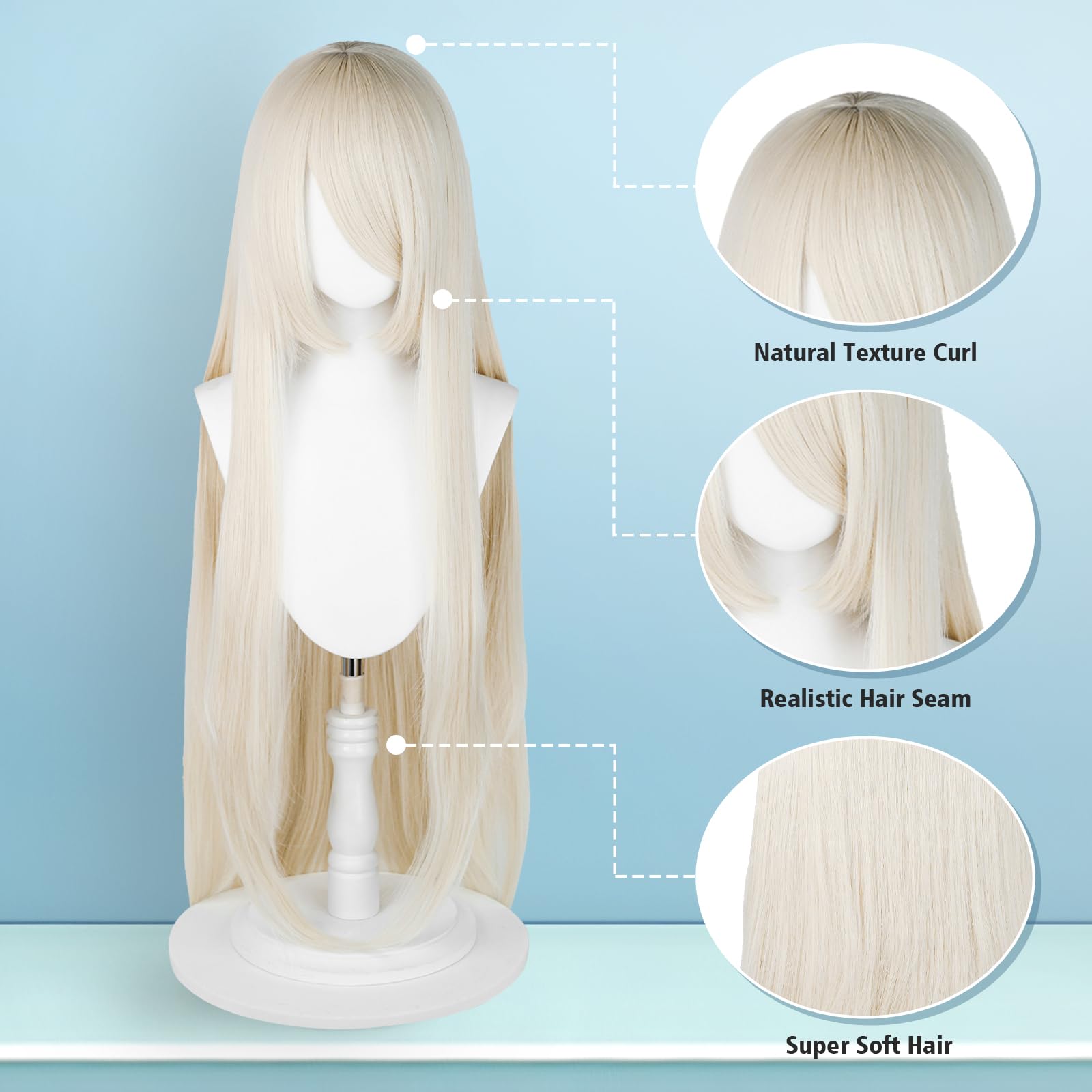 100cm / 40 Inch Long Wig, Universal Anime Costume Cosplay Wig, Perfect for Party Daily-Use, Festivals, and Halloween - Image 2
