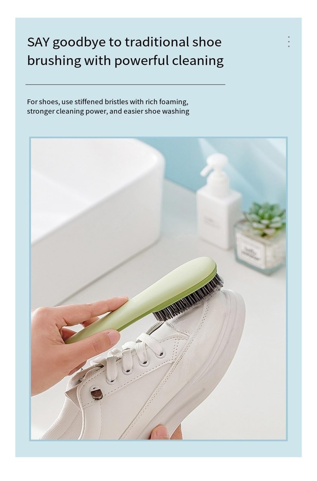 Spazzole per lavare le scarpe per uso domestico, setole morbide che non danneggiano le scarpe e le spazzole per il manico lungo, possono essere personalizzate con loghi (blu (shoebrush)
