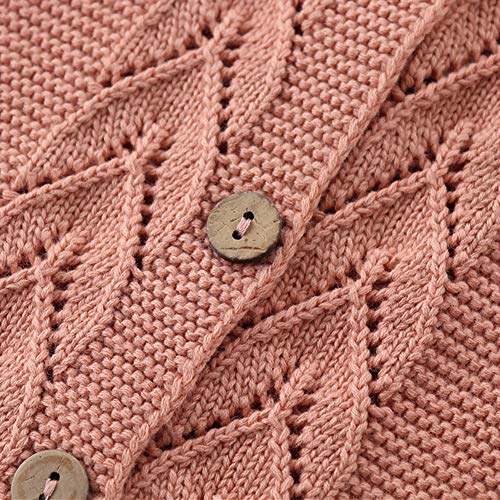 Image of Simplee kids Baby Girl Thin Sweater Solid White Pink Cardigans for Toddler 0-3Years