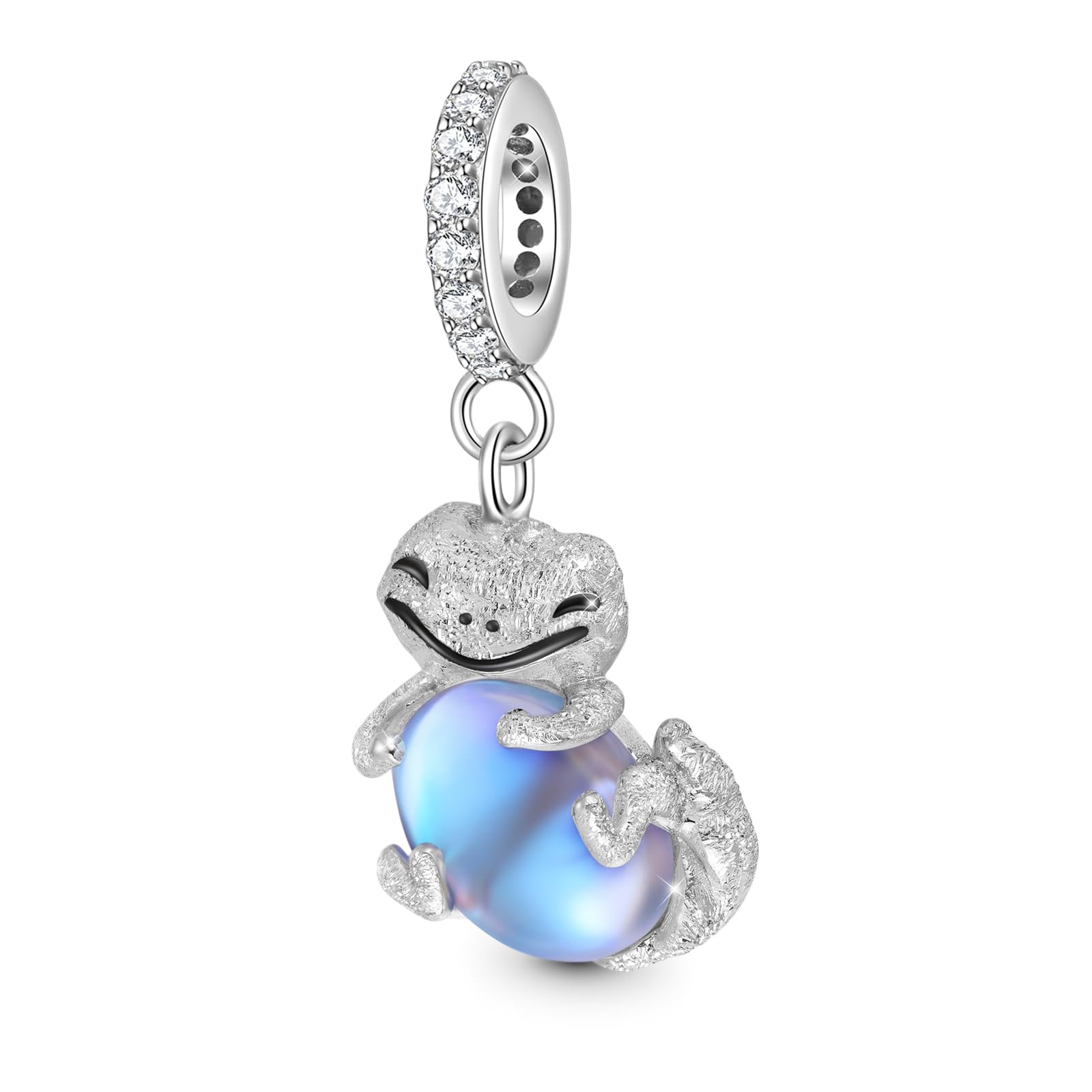 GNOCE Embraces Heart Gemstone Bead Charms 925 Sterling Silver Rabbit Horse Triceratops Snake Monkey Cat Platypus Sloth Bear Pig Yak Ghost Matryoshka Doll Jewelry Gift for Women