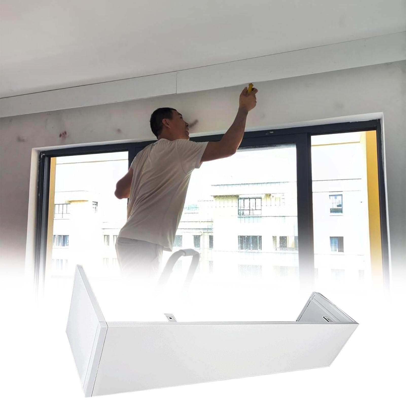 Generisch Gardinenblenden, Aluminium-Deckenblendenkasten – Dekorative 2,13 m Lange Blende für Verdunkelungsvorhänge, Elegante Zierleisten, ohne Schienen, ideal für Wohn- und Bürodekoration