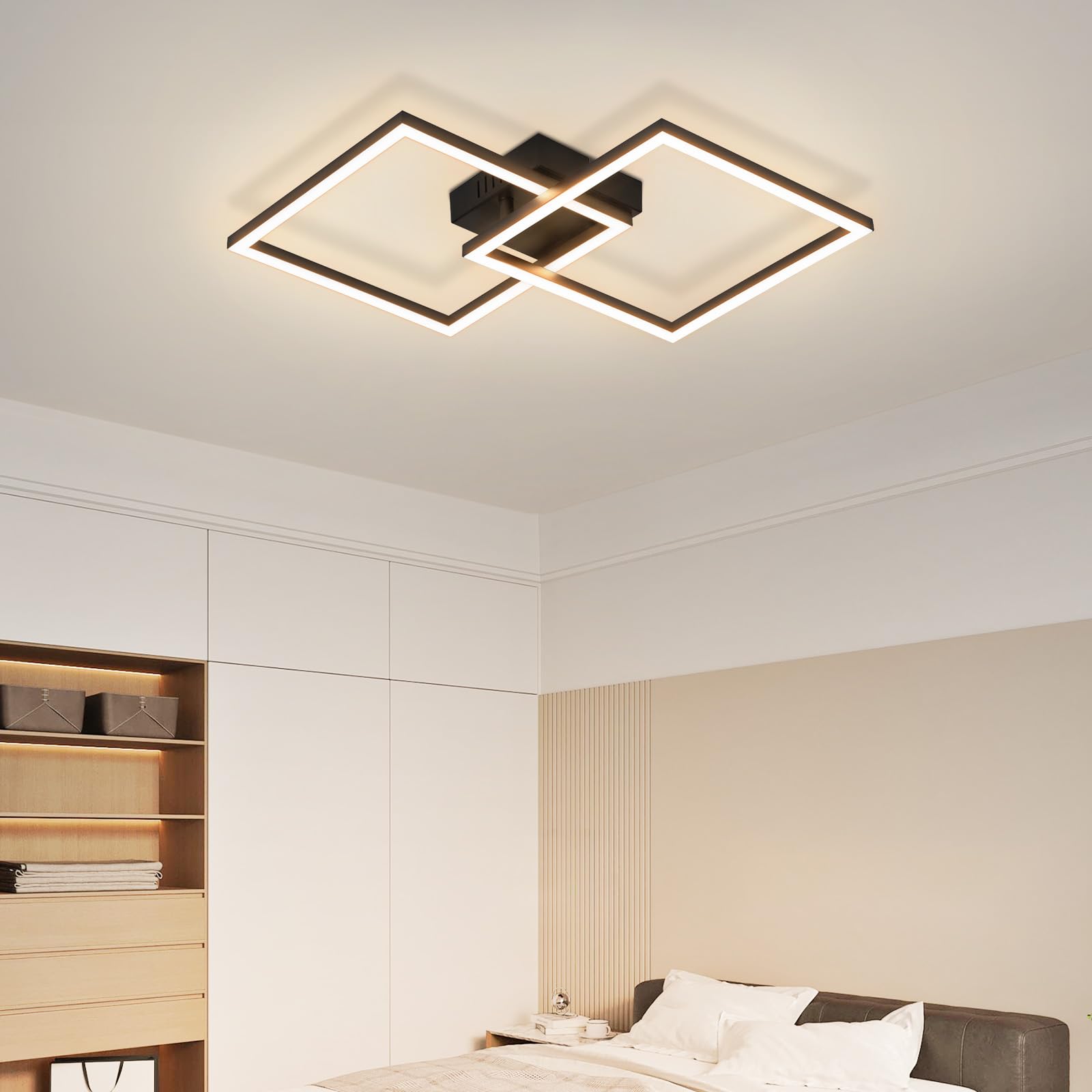 Homefire Lampara techo LED para dormitorio Lampara de salón de 24W 3000K