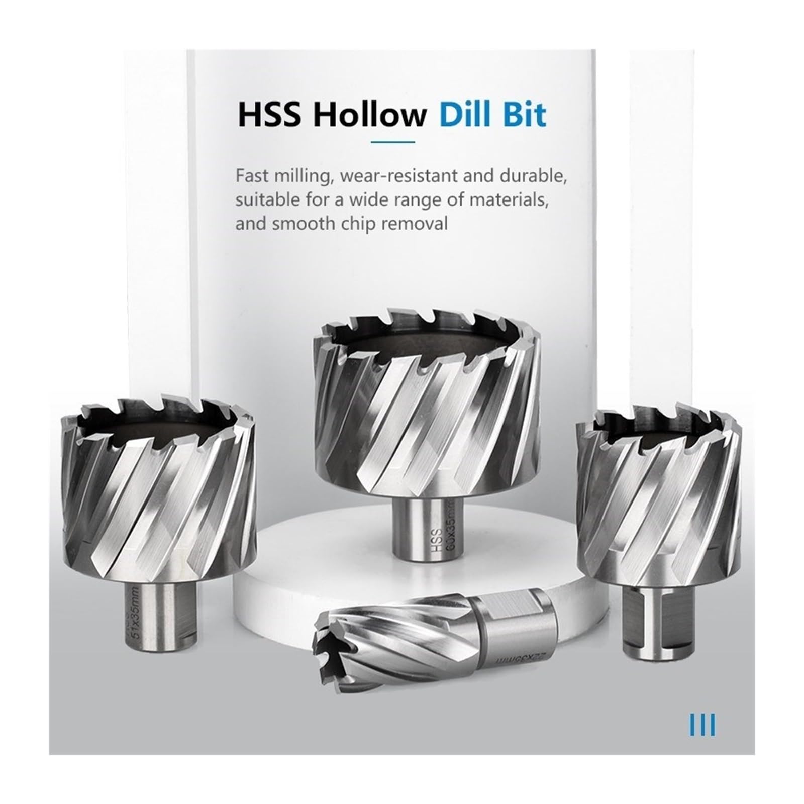 Mag Drill Cutter, HSS Annular Cutters 6-60mm x 35/55mm 19mm Shank For Metal Drilling(60x35mm)
