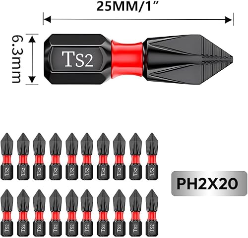 Miniatura 5 de Saipe Juego de 20 puntas Phillips antideslizantes de 10.984 in PH2 #2, juego de puntas de destornillador Phillips magnéticas, brocas de magnetismo
