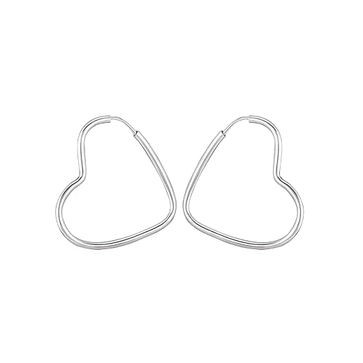 Argola em Prata Coração Fio Redondo Diâmetro 2,5 cm Prata 925 100% Original