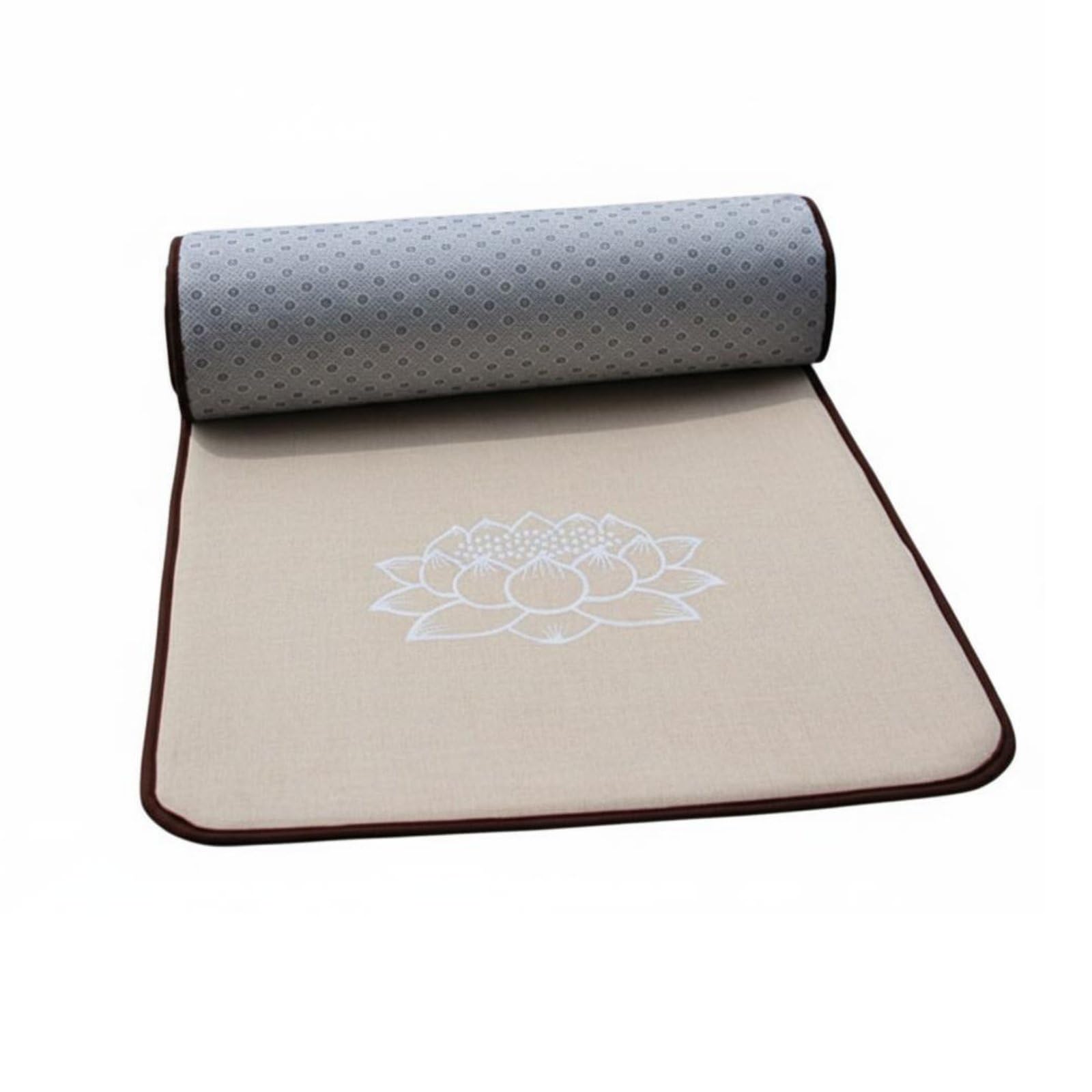 Cuscino da Preghiera in Lino Tappetino Meditazione Tappeto Devozione Cuscino Prostrazione con Nucleo Spugnoso Ammortizzante E Base Antiscivolo Adatto, Lino, 90 250cm