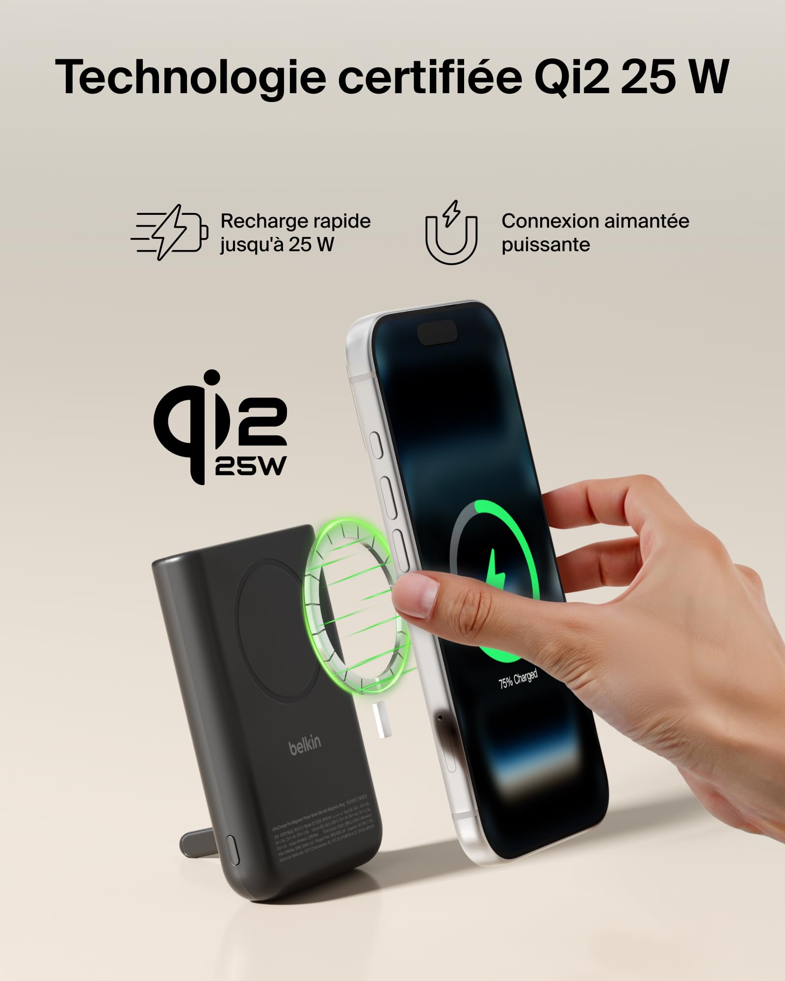 Belkin UltraCharge Pro Batterie Externe Magnétique 10K Et Béquille - Noir