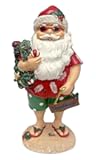 Bridge Collection Beach Santa with Wreath - Decorative Tabletop Figurine for Holiday Decor - Beachy Christmas Decor