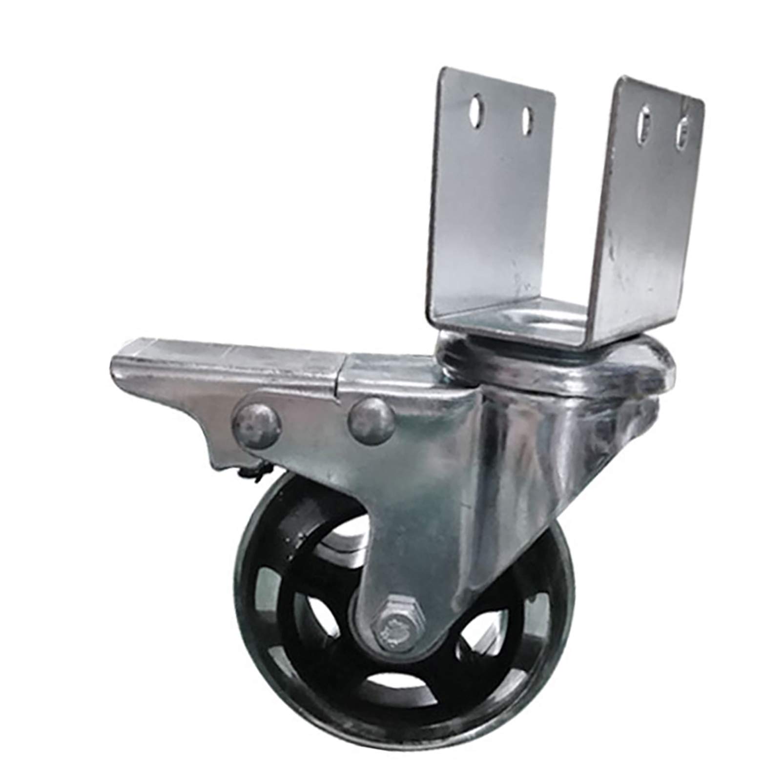 4X Doppio Cuscinetto a Sfera Girevole da 3" Rotelle Pivotanti, Poliuretano Ruote Industriale, Ruote da Trasporto per Mobile con Piastra Superiore a U, carico 150 kg, Ruote con Stelo del Freno