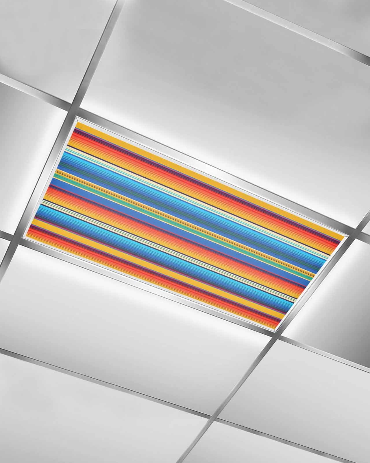 Gsypo 1 Pcs Fluorescent Light Covers, Colorful Mexican Stripes Red Blue Magnetic Light Filters Shade Panel Light Covers for Ceiling Lights Classroom