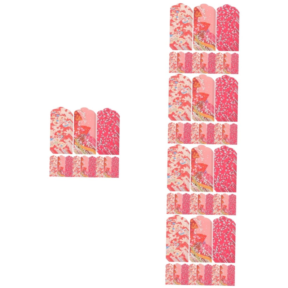 TEHAUX 150pezzi Buste Rosse Per Capodanno e Matrimonio Eleganti Buste Per Regali Di Denaro Confezione Festive Stile Giapponese Con Fan e Fiori Di Ciliegio Per Occasioni Speciali