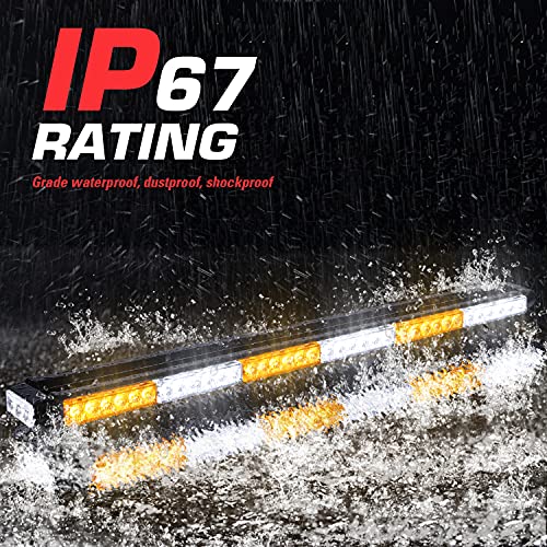 Image of LINKITOM LED Strobe Light Bar -Aluminum Double Side Flashing 37.5'' 78 LED High Intensity Emergency Warning Lightbar w /Magnetic Base for Safety Construction Plow Truck Vehicles
