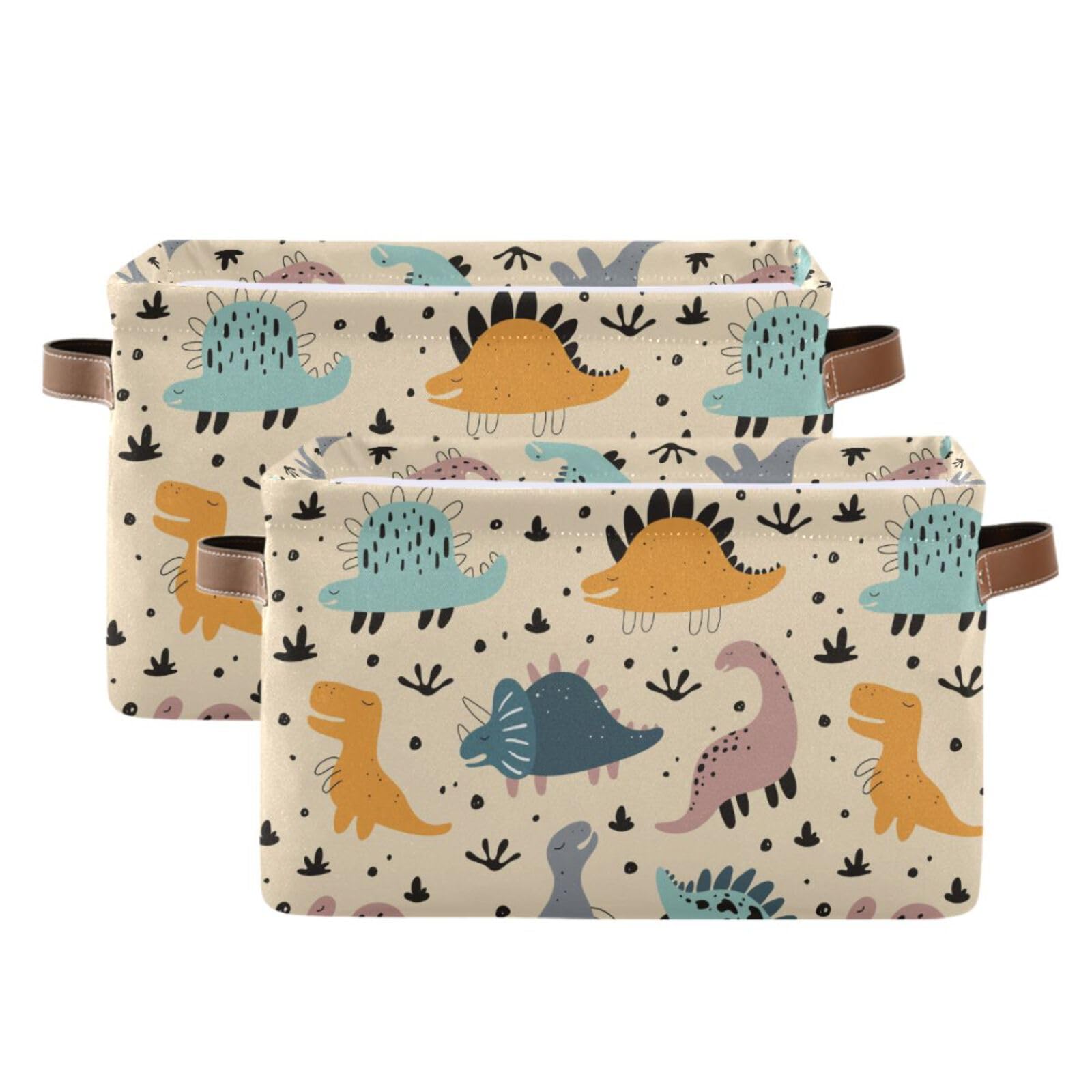 Mnsruu Cesta de almacenamiento plegable de colores infantiles, caja de almacenamiento grande de tela con asa, cubos grandes para juguetes de armario, 2 piezas
