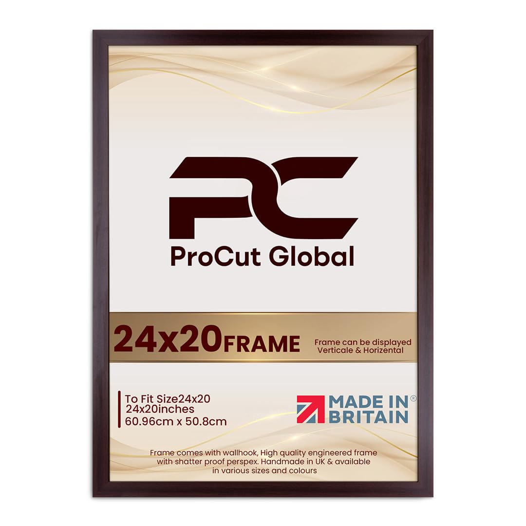 Procut Global 24X20 Rose Wood Picture Frames - Modern Wooden Photo Frame with Shatterproof Perspex for Wall or Tabletop - Perfect for Posters, Certificates, Prints - Sizes & Colors Available