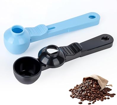 CARGEN 2 Pack Coffee Scoop and Funnel for Reusable, 2TBSP Coffee Sliding Spoon Funnel with Spill-Free Design Measuring Spoon Funnel for Ground Coffee Protein Powder and TeaBlack and Blue