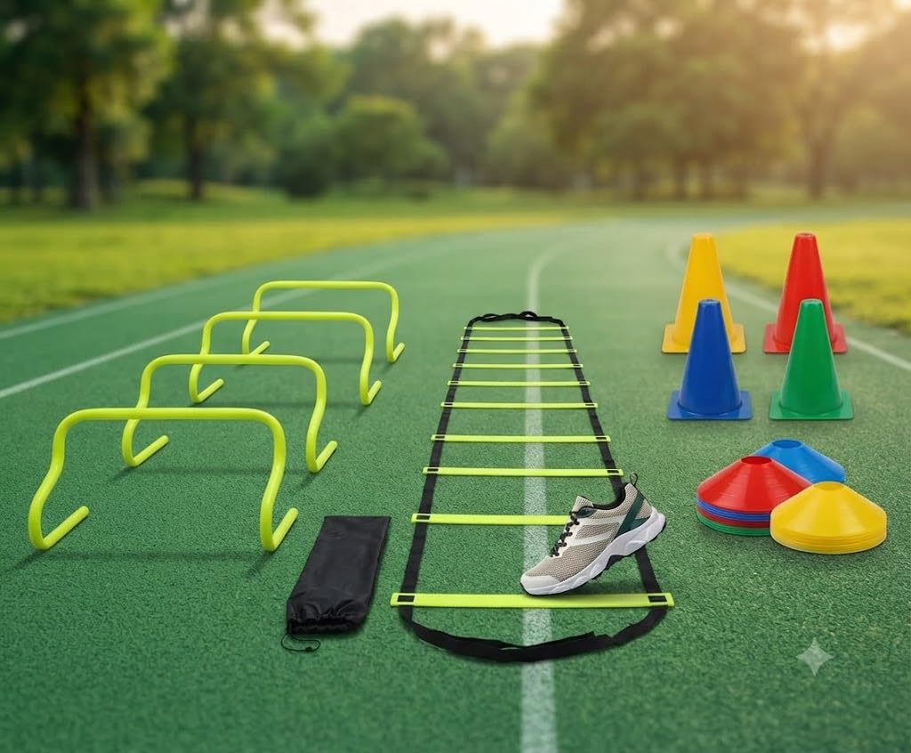 Agility Training Kit for Football & Fitness | 4 Mtr Speed Ladder, 10 Saucer Cones, 6 Inch Cones, 6 Hurdles | Sports Workout Set | Agility Training, Kit-picture-10