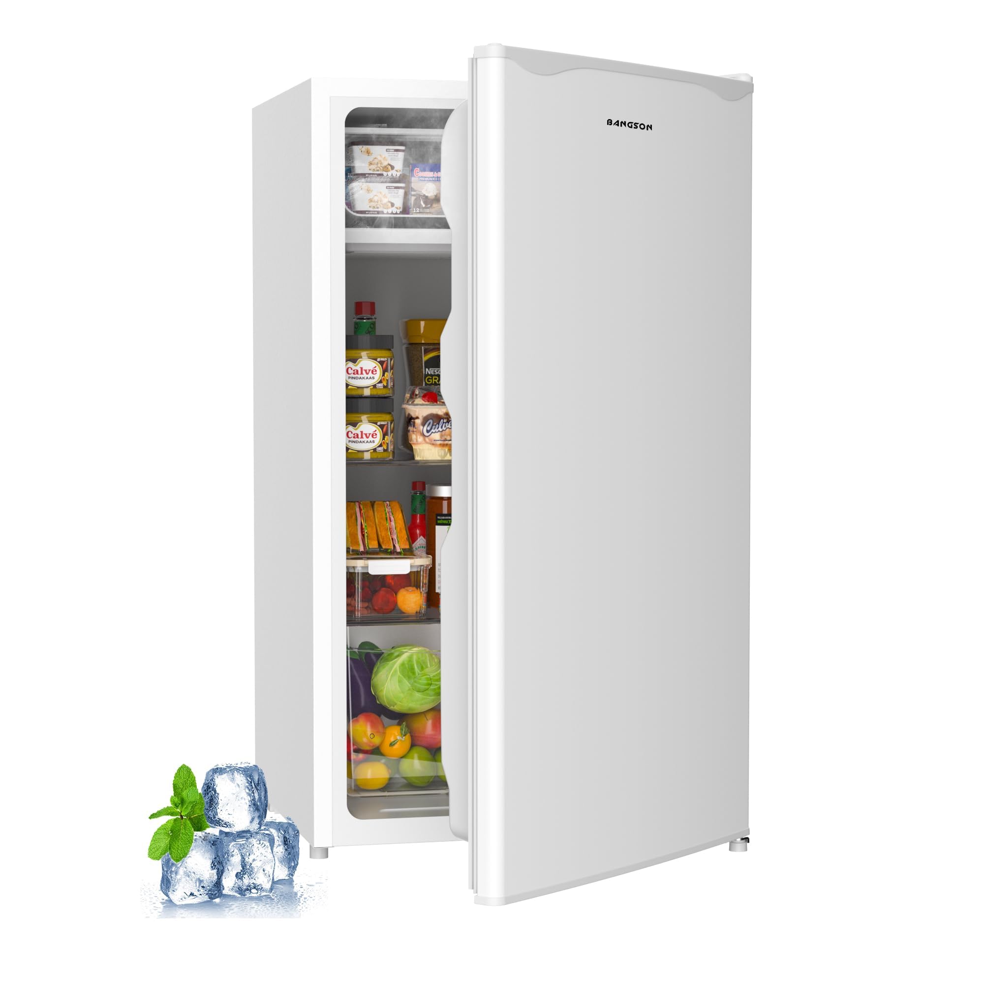 Bangson Mini Fridge With Freezer, 3.2cu.Ft, Single Door Small Refrigerator, Energy-Efficient, Low Noise, Small Fridge For Bedroom Dorm And Office, White on Fridge.com - View 1