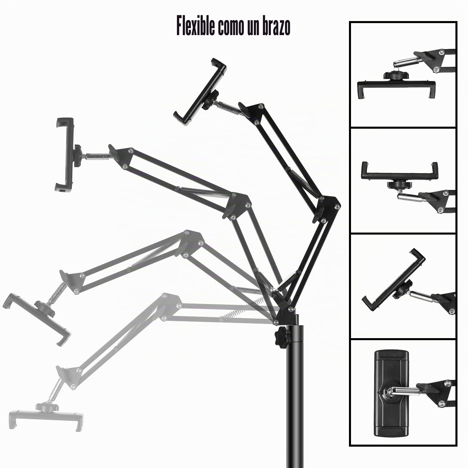 Lucky Trip Soporte de suelo para tablet con base de 6.6 libras, soporte giratorio de altura ajustable, compatible con iPad, Kindle, Galaxy Tab, teléfonos celulares