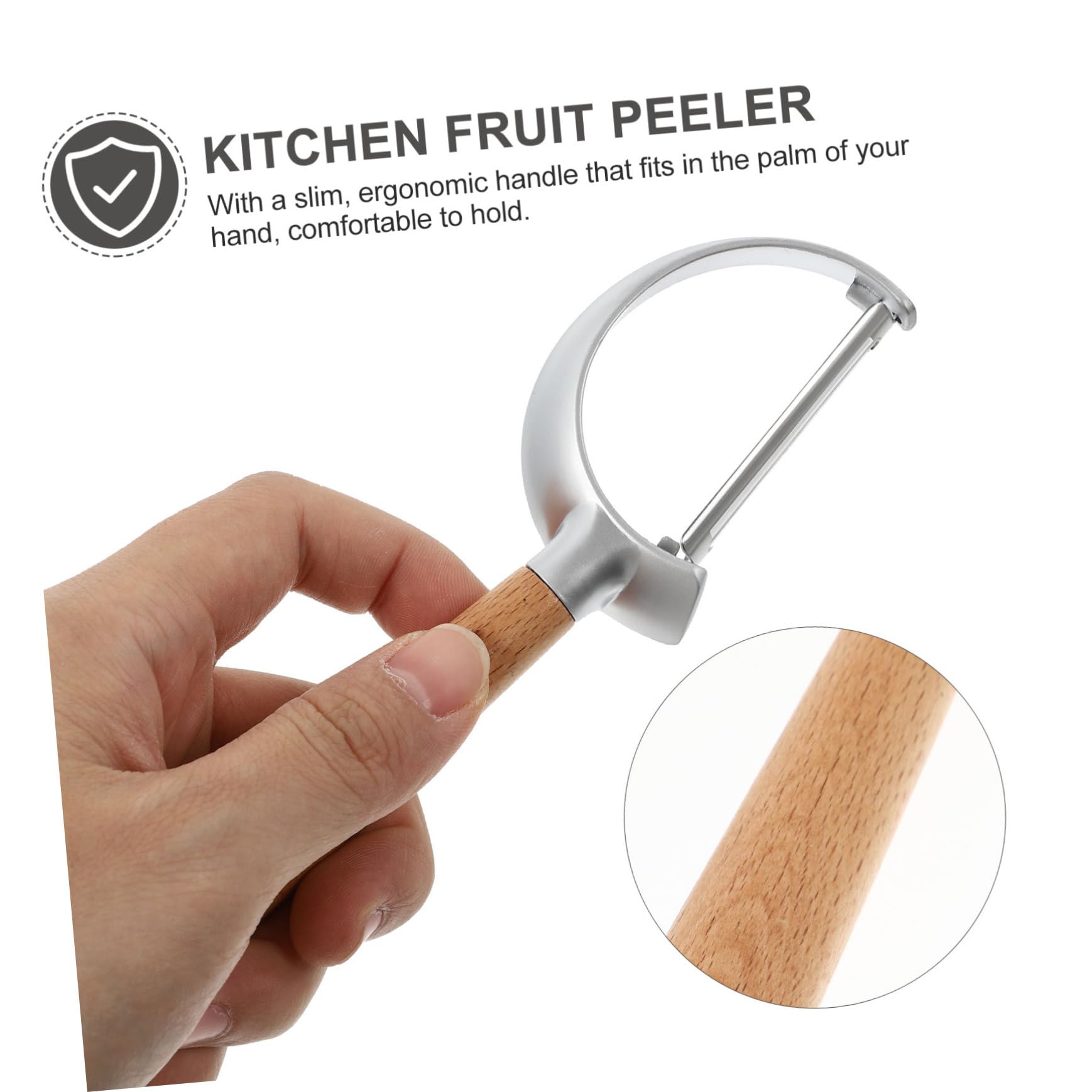 TOPPERFUN 3 Piezas Pelador de Verduras Inoxidable Madera de Haya Utensilio de Cocina Ergonomico Pelar Patatas Zanahorias