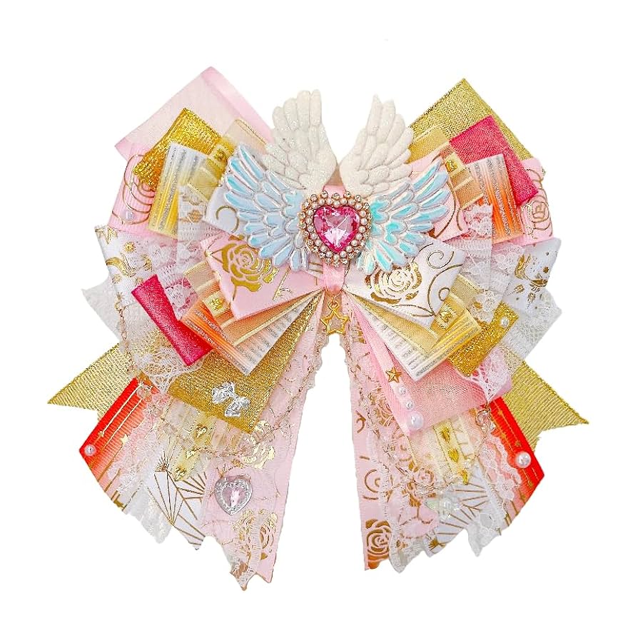 ハンドメイド　リボン作品 ハンドメイド リボン ④ ブラウン ホワイト 可愛い サテンリボン