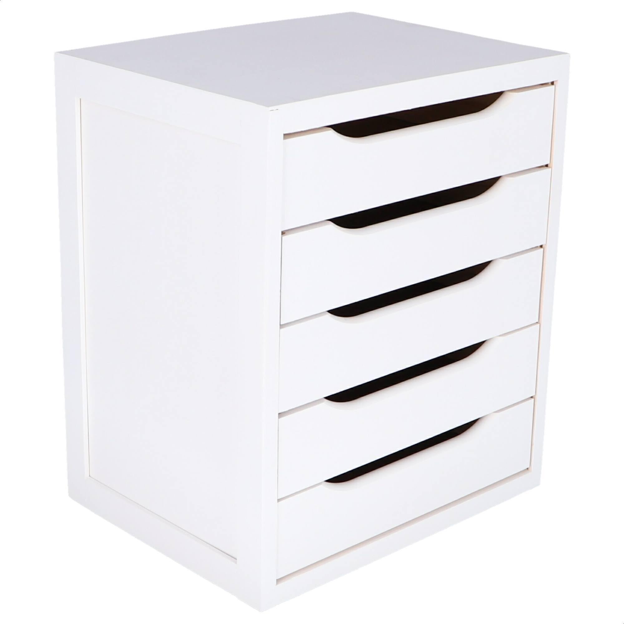 Cajonera de 5 cajones blanca de 39x30x45cm para organizar el hogar