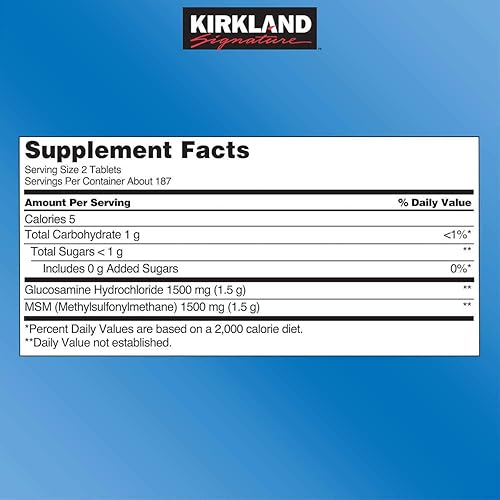 Miniatura 2 de Kirkland Signature Glucosamina extra fuerte HCl extra fuerte con MSM, 375 tabletas de glucosamina extra fuerte HCl extra fuerte con MSM