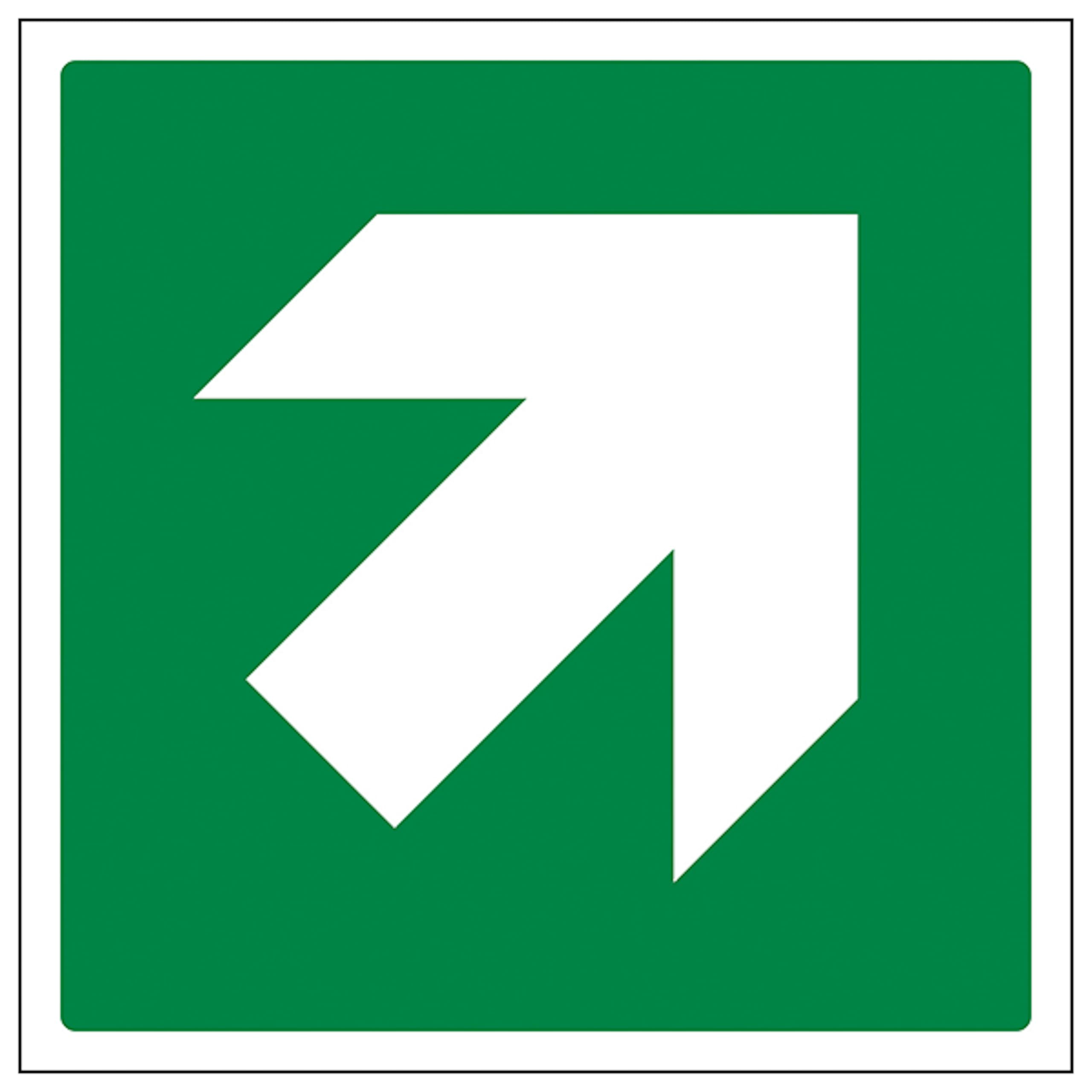V Safety Green Diagonal Arrow 200 x 200 mm - 2mm Rigid Plastic Safety Sign