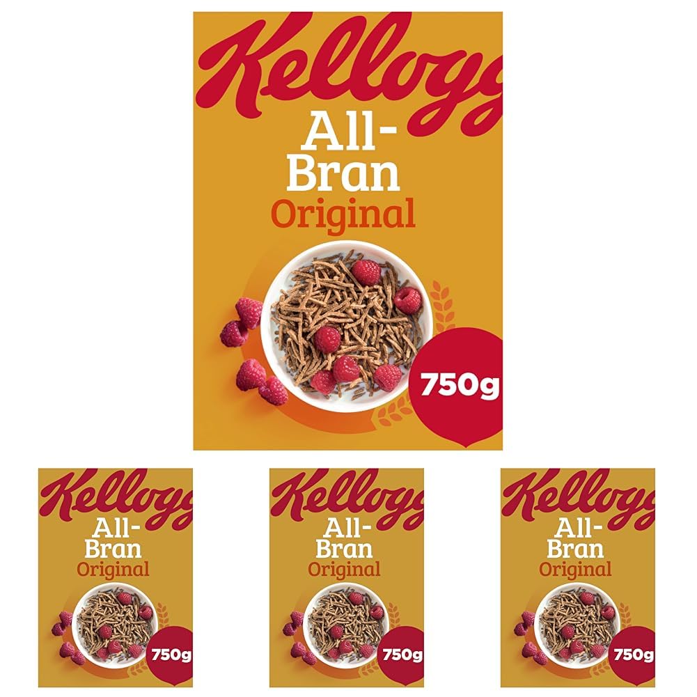 Kellogg's All-Bran Breakfast Cereal Box, 750g (Pack of 4)