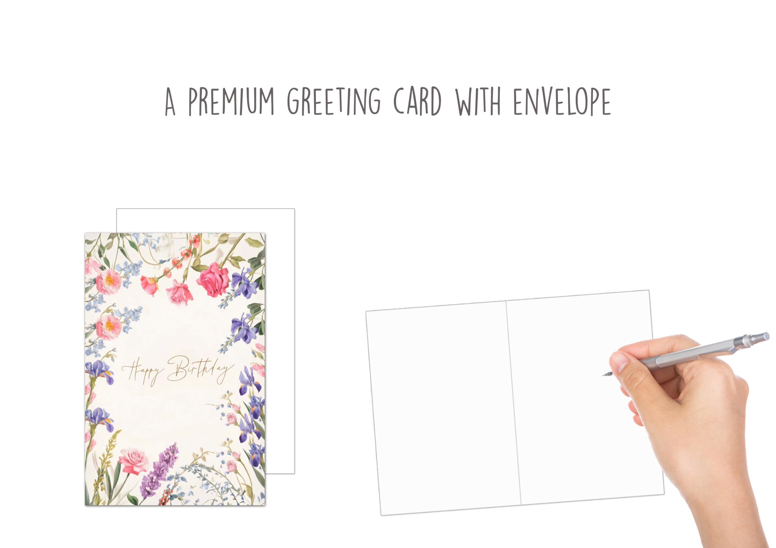 Edition Seidel Carte d'anniversaire Happy Birthday pour femme fleurs DIN A4 avec enveloppe
