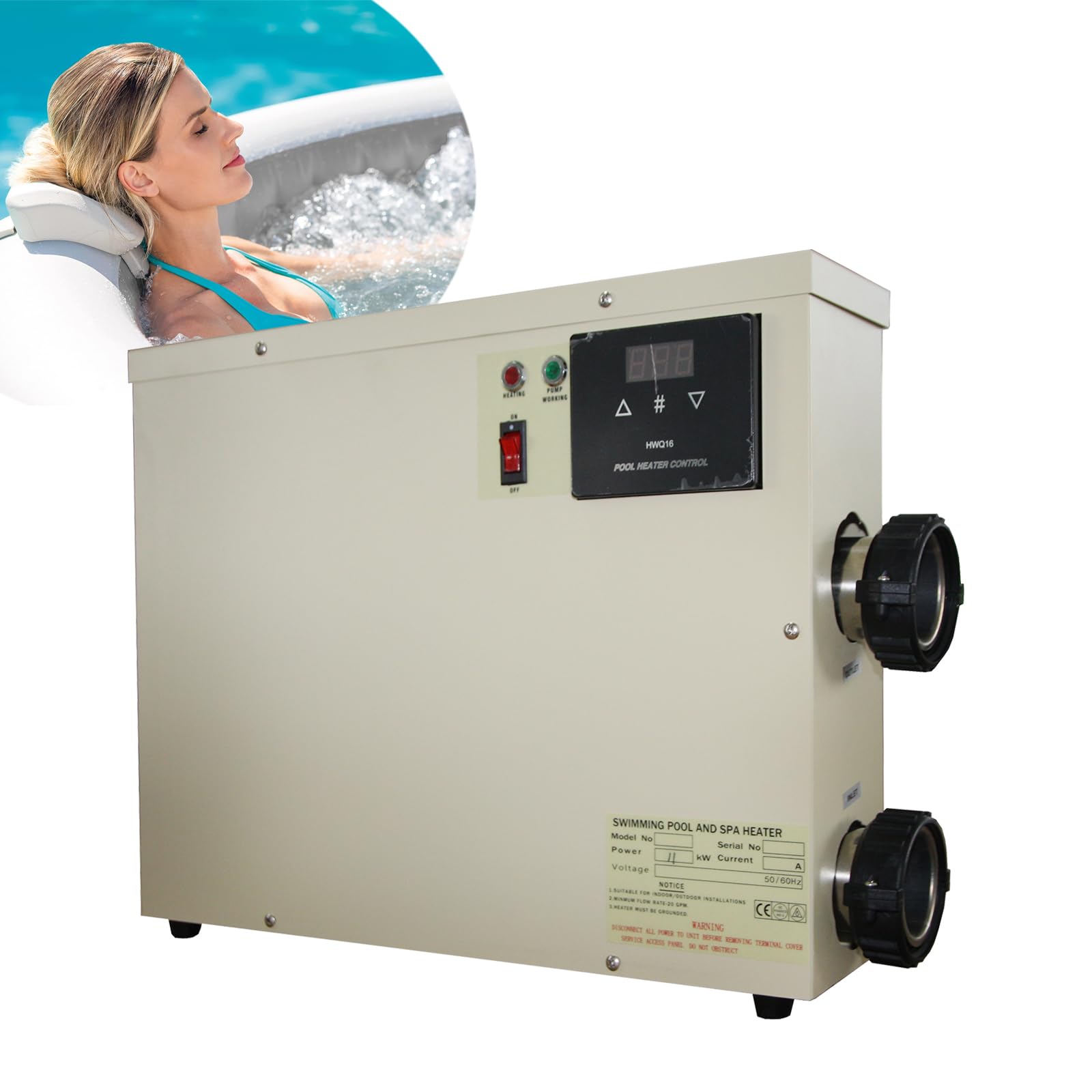 Upgrade Pool Heater-11KW 220V Thermostat Electric Swimming Pool Heater,Digital Touch Display Energy Efficient Pool Water Heater for Spa Relaxation, Bathtubs and Above Ground in-Ground Pools-11KW 220V