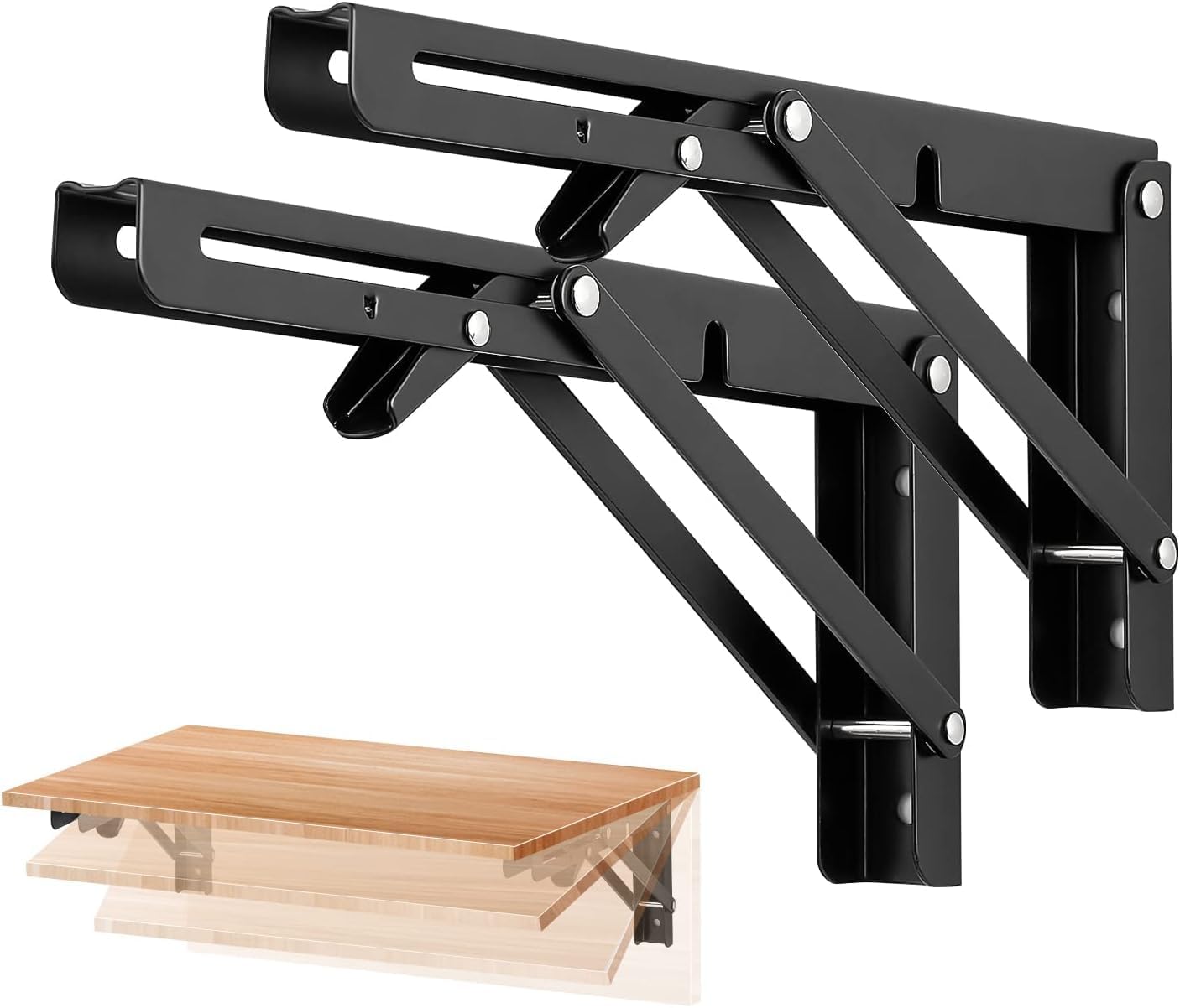 Folding Shelf Brackets Heavy Duty Stainless Steel Gussets for Space-Saving DIY Space-Saving Table Workbenches Wall Mounted Brackets for Shelves (16 INCH(40 CM))-picture-25