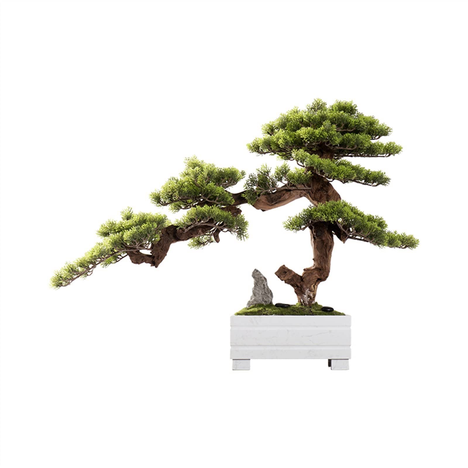 MYUYEE Tree Fake Plant Artificial Bonsai Tree New Chinese-Style Simulation Welcome Pine Bonsai Tree Living Room Office Desktop Decor Green Potted Ceramic Flower Pot Potted Tree Artif