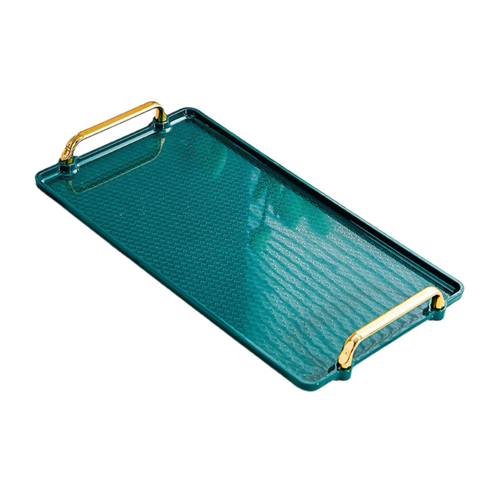 PIXZCSA Practical Storage Tray Serving Platter Rectangle Decorates And Optimizes Kitchen And Bathroom Vanity Areas Portable Bedroom Kitchen Tray Organizer, green, L