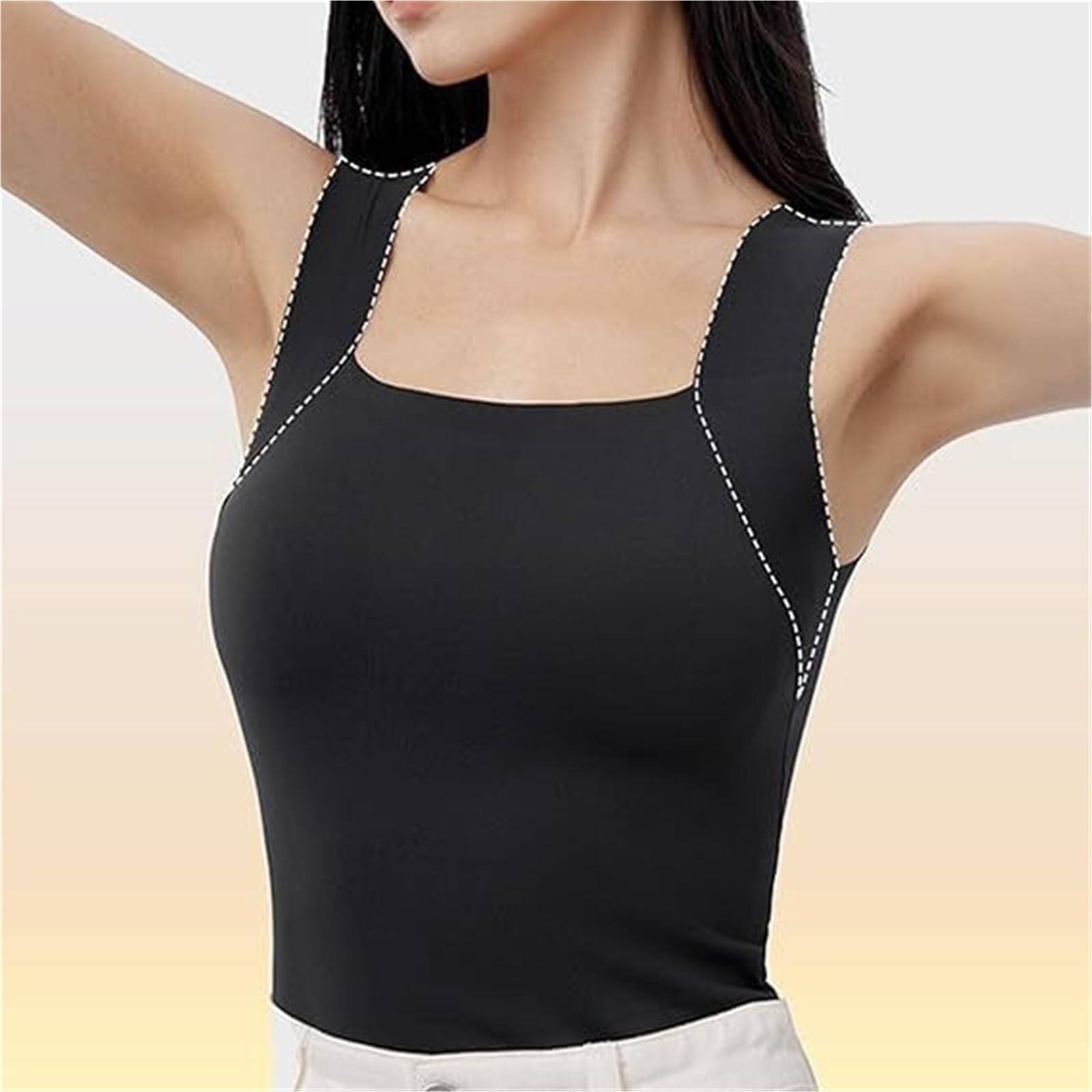 Canotta Modellante con Reggiseno Incorporato, Canotta con Reggiseno, Canotta Alta con Scollo a U