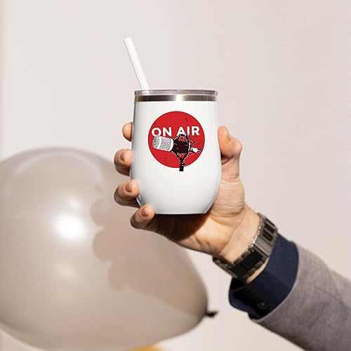 Miniatura 3 de Radio Gift for Radio Lovers Vintage Retro Style Radio Illustration 12oz Wine Tumbler Cup