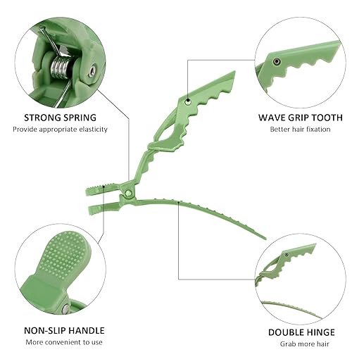 Miniatura 3 de YISSION 12 pinzas de pelo de cocodrilo para peinar, seccionar, maquillaje, pinzas de pelo grandes con pico de pato sin arrugas, pinzas de cocodrilo
