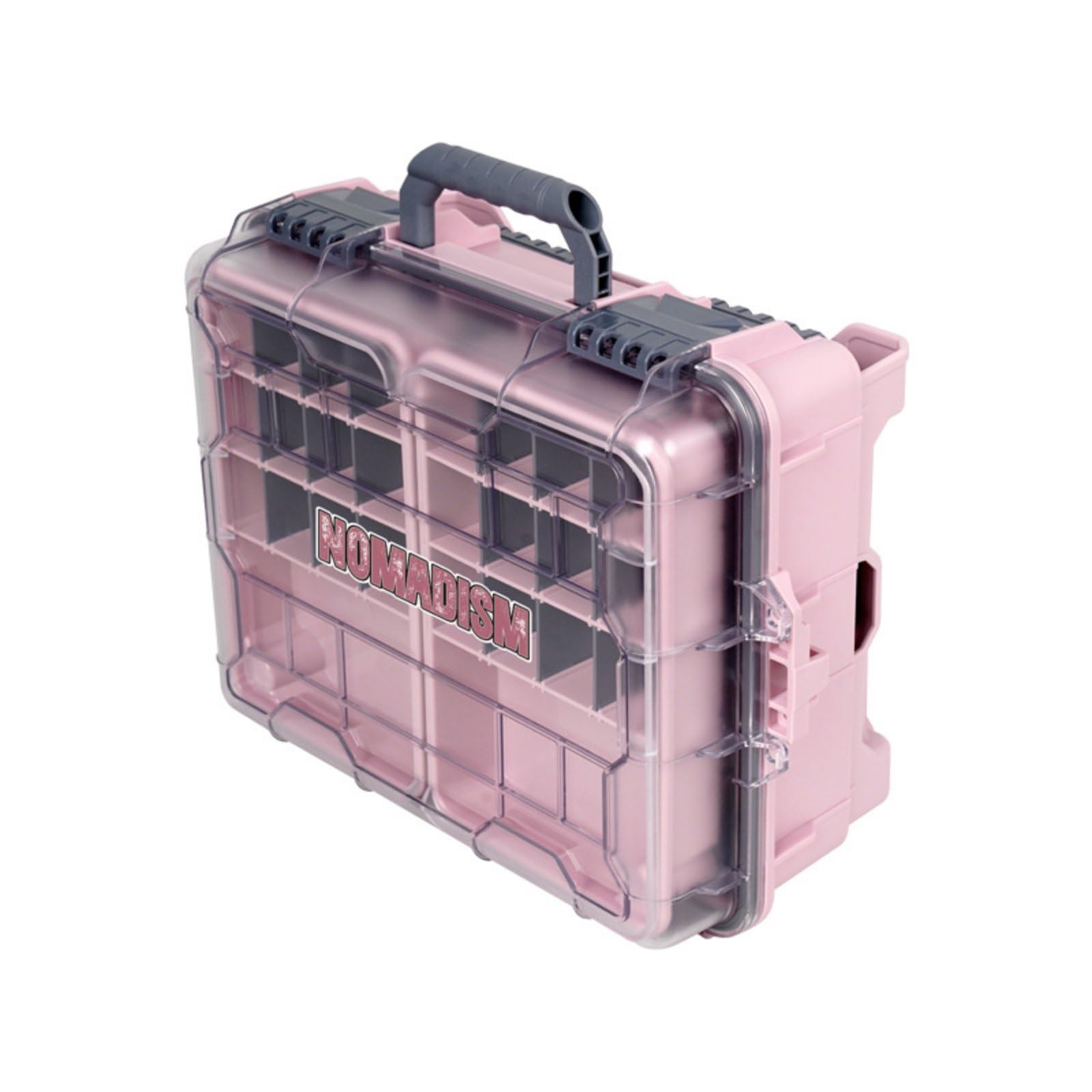 F Fityle Estuche de Pesca Impermeable Caja Organizador Maletín Contenedor con Compartimentos Rígidos y Cierre Seguro Material PP con Bandejas Extraíbles, Array, Rosado