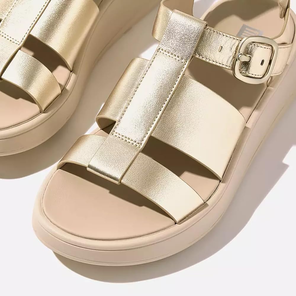 Fitflop F-mode Metallic Leather Flatform Fisherman Sandals Sandale de pêcheurFemme