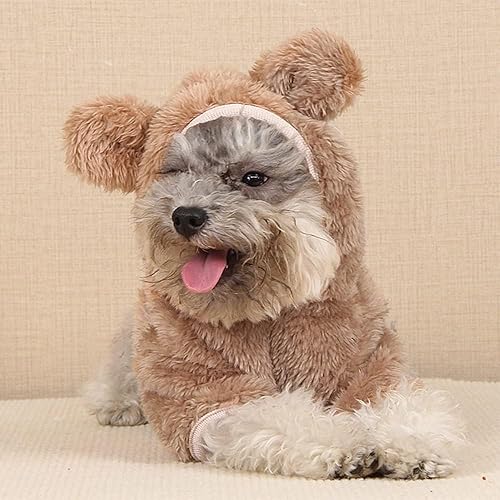 Miniatura 4 de ANIAC Abrigo de invierno para perro pequeño para cachorro sudadera con capucha de forro polar cálido con diseño de oso pijama para mascotas ropa